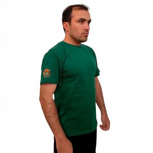 Зелёная футболка с термопринтом "Zа Донбасс" на рукаве, (тр. №75)