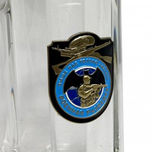 Стеклянная пивная кружка с накладкой "Военная разведка", - сохранит послевкусие любимого пенного напитка