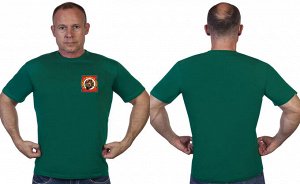 Зелёная футболка с термопринтом "Отважные Zадачу Vыполнят", (тр. №84)