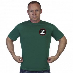 Зеленая футболка с термопринтом «Z», - За победу, поддержим наших!