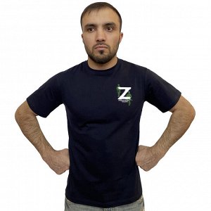 Тёмно-синяя футболка с термопринтом символ "Z" – поддержим наших!, (тр 22)