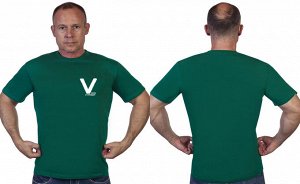 Зелёная футболка с термопринтом V "Сила в правде!", (тр. №28)