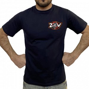 Тёмно-синяя футболка с термотрансфером ZOV, (тр. №83)