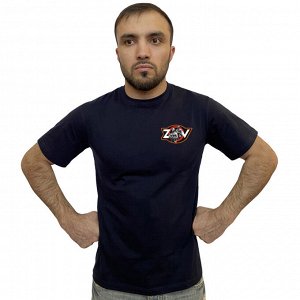 Тёмно-синяя футболка с термотрансфером ZOV, (тр. №83)