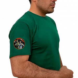 Зелёная футболка с термотрансфером "Zа праVду" на рукаве, (тр. №69)