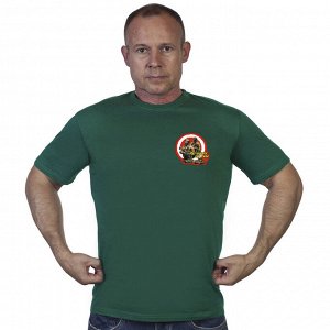 Зелёная футболка с термотрансфером "Где отвага, там сила", (тр. №82)
