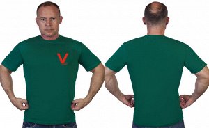 Зелёная футболка с термотрансфером V "Сила в правде!", (тр. №27)