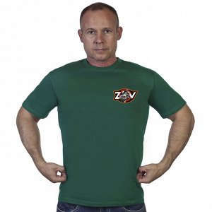 Зелёная футболка с термотрансфером ZOV, (тр. №83)