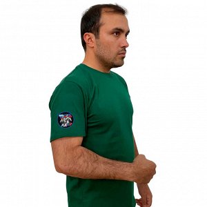 Зелёная футболка с термотрансфером ЛДНР на рукаве, (тр. №73)