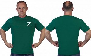 Зеленая футболка с термотрансфером символ «Z», – поддержим наших!