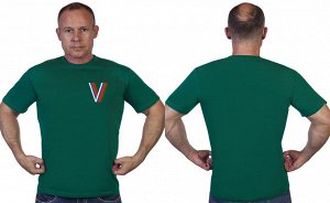 Зелёная футболка с трансфером V, (тр. №67)