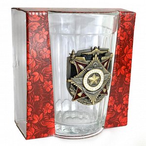 Граненый стакан «100 лет Вооруженным силам», – юбилейная подарочная коллекция с металлическим декором