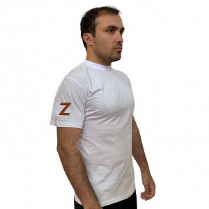Мужская белая футболка с георгиевским Z на рукаве, (тр. 33)