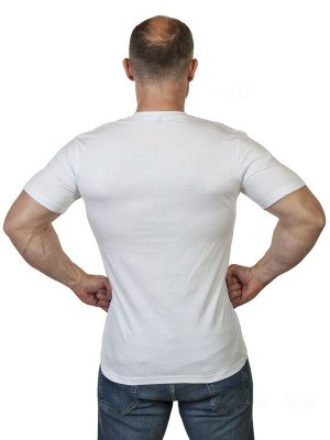 Белая классическая футболка «Ветеран боевых действий», – минимум швов – никакого трения и раздражения №361