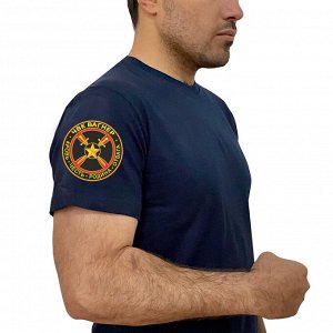 Мужская синяя футболка с термонаклейкой "ЧВК Вагнер, - Кровь. Честь. Родина. Отвага"