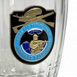 Классическая кружка для пива «Военная разведка», - авторский декор из металла, подарочная упаковка