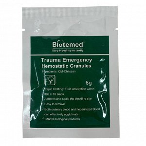Армейские кровоостанавливающие гранулы Biotemed (хитозан, 6 г), - Надежное кровоостанавливающее средство, не имеющее аналогов. В основе препарата - природный компонент хитозан. При взаимодействии с кр