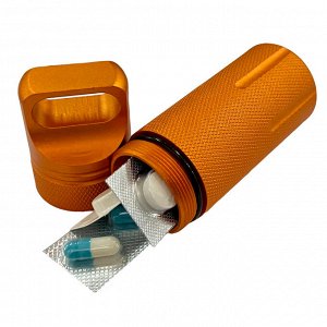 Герметичный контейнер для лекарств (оранжевый), - Важный аксессуар для длительного автономного выживания в условиях дикой природы. Контейнер не пропускает влагу, изготовлен из качественного ударопрочн