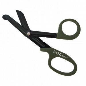 Спасательные ножницы EDC Gear (хаки-олива), - длина 18,5 см, нержавеющая сталь, изогнутый кончик, возможность регулировки лезвий. №1522
