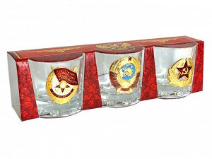 Подарочные стопки «СССР», – солидная пузатая эстетика с рельефным донышком и цветными накладками