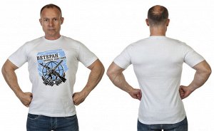 Белая классическая футболка «Ветеран боевых действий», – минимум швов – никакого трения и раздражения №361