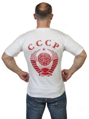 Белая футболка с цветным гербом СССР, – эффект рисованного изображения, приятный материал, размерный ряд от S до XXXL №18