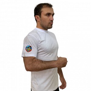 Белая футболка "Zа Донбасс" на рукаве, с авторским трансфером (тр. 74)