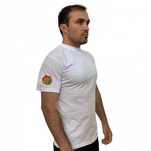 Белая футболка "Zа Донбасс" с принтом на рукаве, (тр. 77)