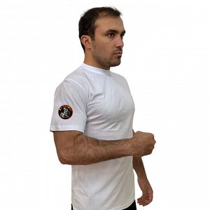 Белая футболка "Zа праVду" с термотрансфером на рукаве, (тр. 59)