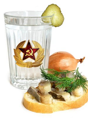 Подарочный граненый стакан «Советская Армия», – традиционные 250 грамм из прочного прозрачного стекла №86