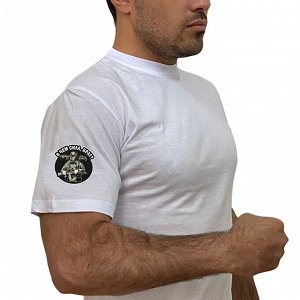 Белая футболка "В чём сила, брат?" с термотрансфером на рукаве, (тр. 46)