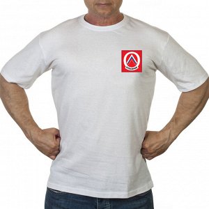 Белая футболка "Отважные", с трансфером на груди  (тр. 87)