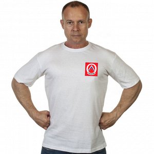 Белая футболка "Отважные", с трансфером на груди  (тр. 87)