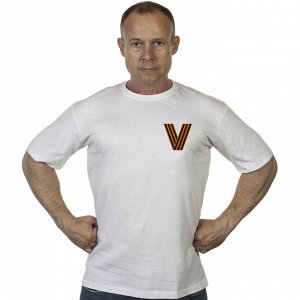 Белая футболка с символом V, (тр. №68)
