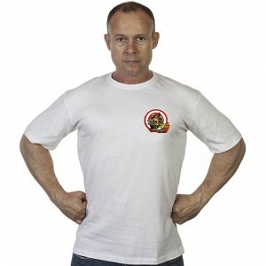 Белая футболка с термотрансфером "Где отвага, там сила", (тр. №82)