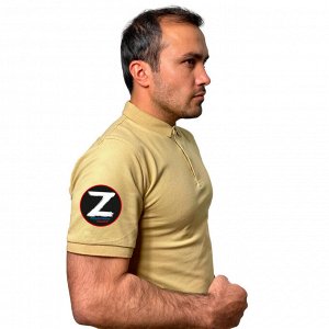 Мужская футболка-поло песок в поддержку армии Z, - принт на рукаве (тр. 14)