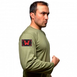 Мужская хлопковая футболка с длинным рукавом с термотрансфером "W"