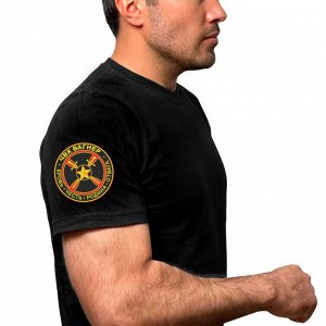 Мужская черная футболка с термонаклейкой "ЧВК Вагнер, - Кровь. Честь. Родина. Отвага"
