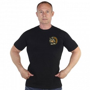 Мужская черная футболка с термотрансфером "Доброволец, - Кровь. Честь. Родина. Отвага"