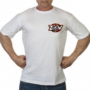 Белая футболка с термотрансфером ZOV, (тр. №83)