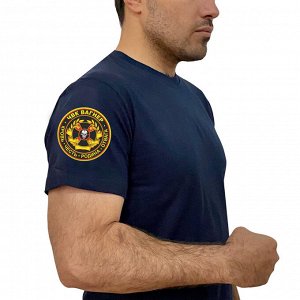 Надежная хлопковая футболка с термотрансфером "ЧВК Вагнер, - Кровь. Честь. Родина. Отвага"