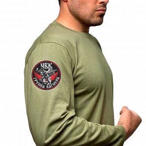 Оливковая мужская футболка с длинным рукавом с термотрансфером "ЧВК Группа Вагнера"