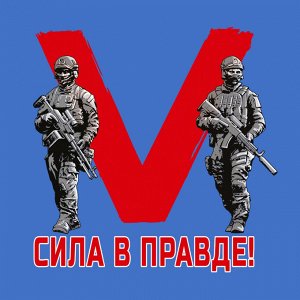 Васильковая футболка с термоаппликацией «V», – Сила в правде!