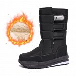 Женские высокие дутики, цвет черный
