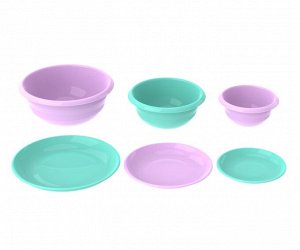Набор мисок с тарелками-крышками №1 (6 предметов)