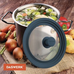 Крышка для любой сковороды и кастрюли универсальная 3 размера (22-24-26см) антрацит, DASWERK, 607586