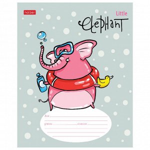 Тетрадь 12 листов, ЛИНИЯ, HATBER, обложка картон, Little Elephant, 12Т5В2