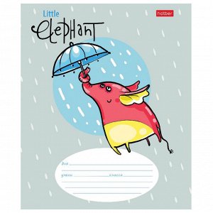 Тетрадь 12 листов, ЛИНИЯ, HATBER, обложка картон, Little Elephant, 12Т5В2
