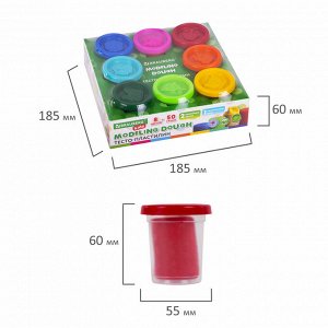 Пластилин тесто BRAUBERG KIDS, 8 цветов, 400г, яркие классические цвета, крышки - штампики, 106720