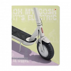 Тетрадь 48 листов А5  АЛЬТ скоба, КЛЕТКА, Soft Touch, Самокат (5 видов), 7-48-1174